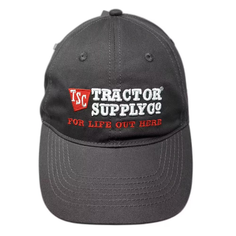 Tractor Supply Co Baseball Cap Gray Red OS Hat Embroidered Adjustable Slideback